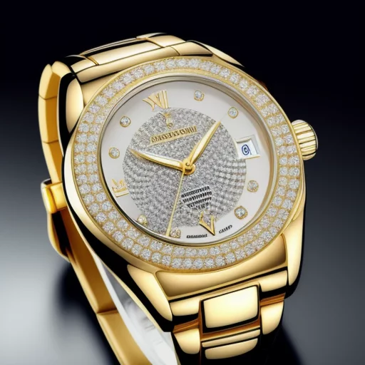 9091718342-Luxurious watch design in  gold or silver, with  containing color diamonds,on the style of an advertising sale.webp